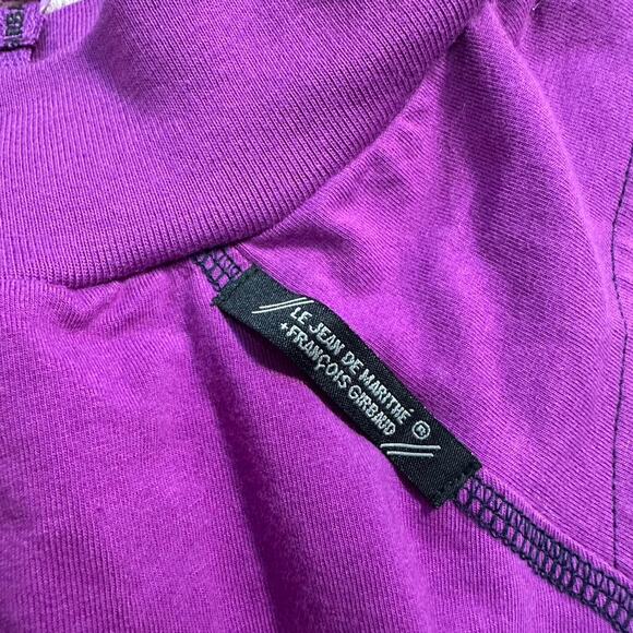 Y2k purple off the shoulder top with black contrast stitching. - Picture 7 of 8